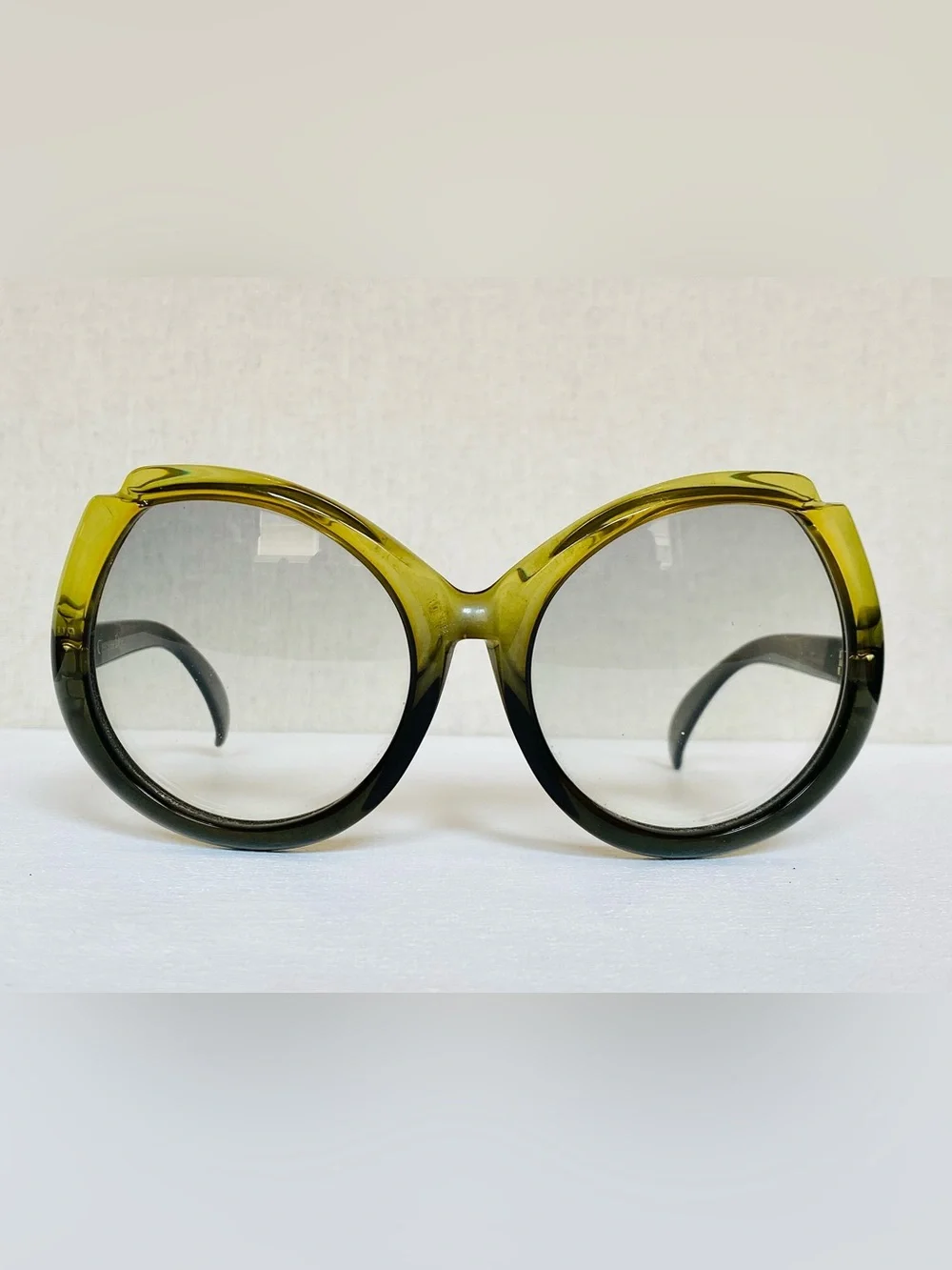 Vintage Christian Dior D11 1970’s Olive Green Optyl Sunglasses Gradient COA